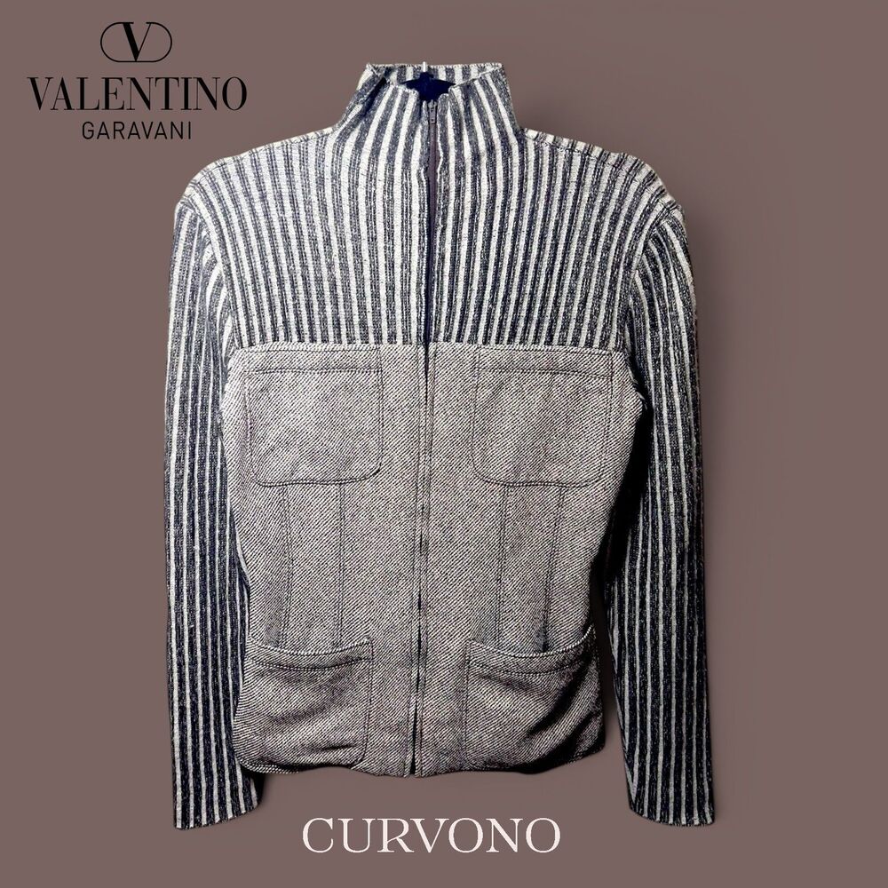 Valentino Garavani Boutique Cardigan Jacket IT 8 Brown Zip Knit Panel Italy VTG